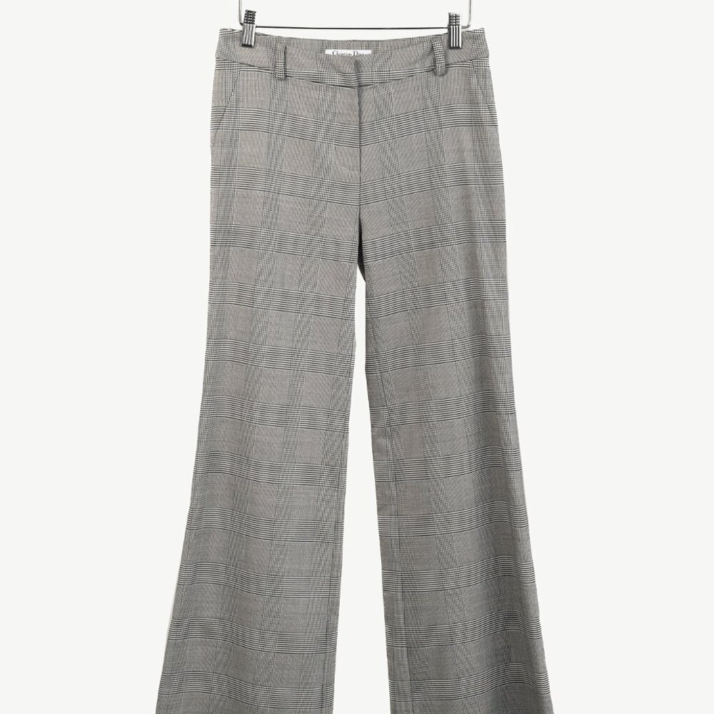 Christian Dior Grey Plaid Flared Trousers